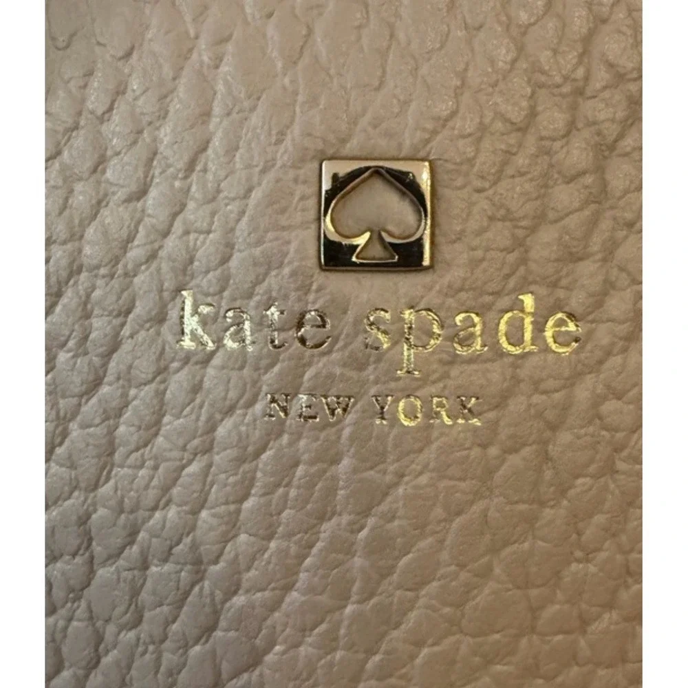 Kate Spade New York Pebbled Leather Colorblock Satchel Crossbody Bag Beige Black